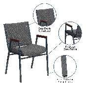 HERCULES Series Heavy Duty Gray Fabric Stack Chair with Arms, XU-60154-GY-GG