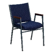 HERCULES Series Heavy Duty Navy Blue Dot Fabric Stack Chair with Arms, XU-60154-NVY-GG