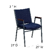 HERCULES Series Heavy Duty Navy Blue Dot Fabric Stack Chair with Arms, XU-60154-NVY-GG