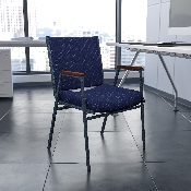 HERCULES Series Heavy Duty Navy Blue Dot Fabric Stack Chair with Arms, XU-60154-NVY-GG