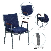HERCULES Series Heavy Duty Navy Blue Dot Fabric Stack Chair with Arms, XU-60154-NVY-GG