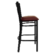 HERCULES Series Black ''X'' Back Metal Restaurant Barstool - Burgundy Vinyl Seat, XU-6F8BXBK-BAR-BURV-GG