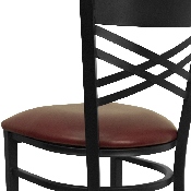 HERCULES Series Black ''X'' Back Metal Restaurant Barstool - Burgundy Vinyl Seat, XU-6F8BXBK-BAR-BURV-GG