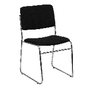 HERCULES Series 1000 lb. Capacity Black Fabric High Density Stacking Chair with Chrome Sled Base, XU-8700-CHR-B-30-GG