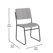 HERCULES Series 500 lb. Capacity High Density Gray Fabric Stacking Chair with Sled Base, XU-8700-GY-B-30-GG