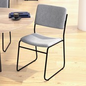 HERCULES Series 500 lb. Capacity High Density Gray Fabric Stacking Chair with Sled Base, XU-8700-GY-B-30-GG