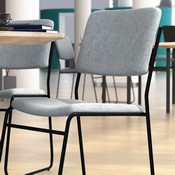HERCULES Series 500 lb. Capacity High Density Gray Fabric Stacking Chair with Sled Base, XU-8700-GY-B-30-GG