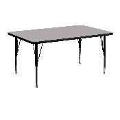 24''W x 48''L Rectangular Grey HP Laminate Activity Table - Height Adjustable Short Legs, XU-A2448-REC-GY-H-P-GG