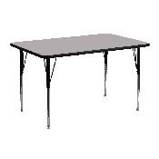 24''W x 48''L Rectangular Grey Thermal Laminate Activity Table - Standard Height Adjustable Legs, XU-A2448-REC-GY-T-A-GG