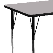 24''W x 48''L Rectangular Grey Thermal Laminate Activity Table - Standard Height Adjustable Legs, XU-A2448-REC-GY-T-A-GG