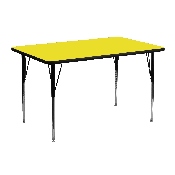 24''W x 48''L Rectangular Yellow HP Laminate Activity Table - Standard Height Adjustable Legs, XU-A2448-REC-YEL-H-A-GG