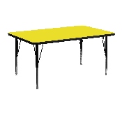 24''W x 48''L Rectangular Yellow HP Laminate Activity Table - Height Adjustable Short Legs, XU-A2448-REC-YEL-H-P-GG