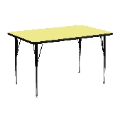 24''W x 48''L Rectangular Yellow Thermal Laminate Activity Table - Standard Height Adjustable Legs, XU-A2448-REC-YEL-T-A-GG