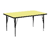 24''W x 48''L Rectangular Yellow Thermal Laminate Activity Table - Height Adjustable Short Legs, XU-A2448-REC-YEL-T-P-GG