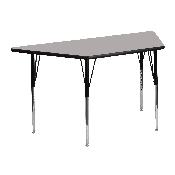 25''W x 45''L Trapezoid Grey HP Laminate Activity Table - Standard Height Adjustable Legs, XU-A2448-TRAP-GY-H-A-GG