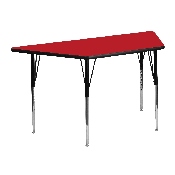25''W x 45''L Trapezoid Red HP Laminate Activity Table - Standard Height Adjustable Legs, XU-A2448-TRAP-RED-H-A-GG