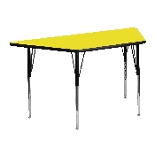 25''W x 45''L Trapezoid Yellow HP Laminate Activity Table - Standard Height Adjustable Legs, XU-A2448-TRAP-YEL-H-A-GG
