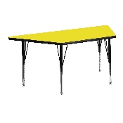 25''W x 45''L Trapezoid Yellow HP Laminate Activity Table - Height Adjustable Short Legs, XU-A2448-TRAP-YEL-H-P-GG