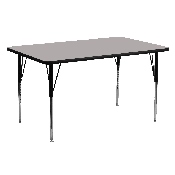 24''W x 60''L Rectangular Grey HP Laminate Activity Table - Standard Height Adjustable Legs, XU-A2460-REC-GY-H-A-GG