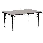 24''W x 60''L Rectangular Grey HP Laminate Activity Table - Height Adjustable Short Legs, XU-A2460-REC-GY-H-P-GG