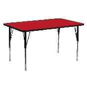 24''W x 60''L Rectangular Red HP Laminate Activity Table - Standard Height Adjustable Legs, XU-A2460-REC-RED-H-A-GG