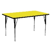 24''W x 60''L Rectangular Yellow HP Laminate Activity Table - Standard Height Adjustable Legs, XU-A2460-REC-YEL-H-A-GG