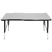 28"W x 47.5"L Rectangular Wave Flexible Collaborative Grey Thermal Laminate Activity Table - Height Adjustable Short Legs, XU-A3048-CON-GY-T-P-GG