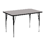 30''W x 48''L Rectangular Grey HP Laminate Activity Table - Standard Height Adjustable Legs, XU-A3048-REC-GY-H-A-GG