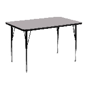 30''W x 48''L Rectangular Grey Thermal Laminate Activity Table - Standard Height Adjustable Legs, XU-A3048-REC-GY-T-A-GG