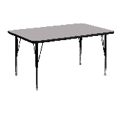 30''W x 48''L Rectangular Grey Thermal Laminate Activity Table - Height Adjustable Short Legs, XU-A3048-REC-GY-T-P-GG