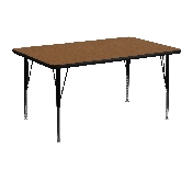 30''W x 48''L Rectangular Oak HP Laminate Activity Table - Height Adjustable Short Legs, XU-A3048-REC-OAK-H-P-GG
