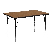 30''W x 48''L Rectangular Oak Thermal Laminate Activity Table - Standard Height Adjustable Legs, XU-A3048-REC-OAK-T-A-GG