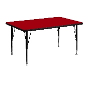 30''W x 48''L Rectangular Red Thermal Laminate Activity Table - Height Adjustable Short Legs, XU-A3048-REC-RED-T-P-GG