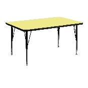 30''W x 48''L Rectangular Yellow Thermal Laminate Activity Table - Height Adjustable Short Legs, XU-A3048-REC-YEL-T-P-GG