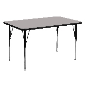 30''W x 60''L Rectangular Grey HP Laminate Activity Table - Standard Height Adjustable Legs, XU-A3060-REC-GY-H-A-GG