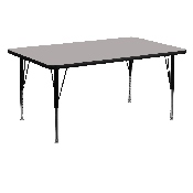 30''W x 60''L Rectangular Grey HP Laminate Activity Table - Height Adjustable Short Legs, XU-A3060-REC-GY-H-P-GG