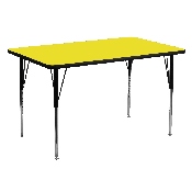 30''W x 60''L Rectangular Yellow HP Laminate Activity Table - Standard Height Adjustable Legs, XU-A3060-REC-YEL-H-A-GG