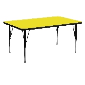 30''W x 60''L Rectangular Yellow HP Laminate Activity Table - Height Adjustable Short Legs, XU-A3060-REC-YEL-H-P-GG