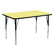 30''W x 60''L Rectangular Yellow Thermal Laminate Activity Table - Standard Height Adjustable Legs, XU-A3060-REC-YEL-T-A-GG