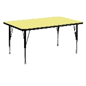30''W x 60''L Rectangular Yellow Thermal Laminate Activity Table - Height Adjustable Short Legs, XU-A3060-REC-YEL-T-P-GG