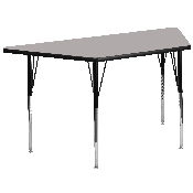 29.5''W x 57.25''L Trapezoid Grey HP Laminate Activity Table - Standard Height Adjustable Legs, XU-A3060-TRAP-GY-H-A-GG