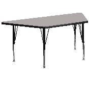 29.5''W x 57.25''L Trapezoid Grey HP Laminate Activity Table - Height Adjustable Short Legs, XU-A3060-TRAP-GY-H-P-GG