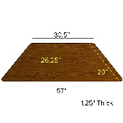 29.5''W x 57.25''L Trapezoid Oak Thermal Laminate Activity Table - Height Adjustable Short Legs, XU-A3060-TRAP-OAK-T-P-GG