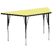 29.5''W x 57.25''L Trapezoid Yellow Thermal Laminate Activity Table - Standard Height Adjustable Legs, XU-A3060-TRAP-YEL-T-A-GG