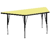 29.5''W x 57.25''L Trapezoid Yellow Thermal Laminate Activity Table - Height Adjustable Short Legs, XU-A3060-TRAP-YEL-T-P-GG