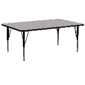30''W x 72''L Rectangular Grey HP Laminate Activity Table - Height Adjustable Short Legs, XU-A3072-REC-GY-H-P-GG