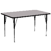 30''W x 72''L Rectangular Grey Thermal Laminate Activity Table - Standard Height Adjustable Legs, XU-A3072-REC-GY-T-A-GG