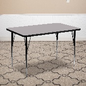 30''W x 72''L Rectangular Grey Thermal Laminate Activity Table - Standard Height Adjustable Legs, XU-A3072-REC-GY-T-A-GG