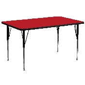 30''W x 72''L Rectangular Red HP Laminate Activity Table - Standard Height Adjustable Legs, XU-A3072-REC-RED-H-A-GG