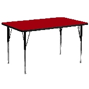 30''W x 72''L Rectangular Red Thermal Laminate Activity Table - Standard Height Adjustable Legs, XU-A3072-REC-RED-T-A-GG